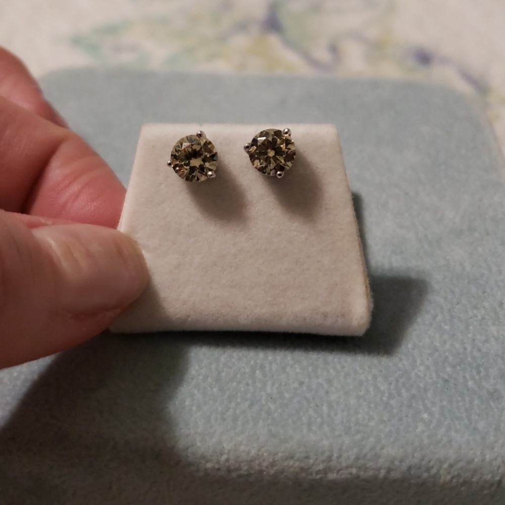 Yellow diamond earrings.  Ss cz
